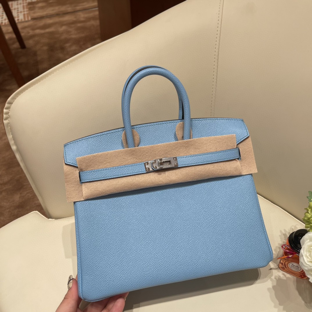 HERMES 爱马仕 Birkin 25  Epsom 皮 7N 糖果蓝 银扣