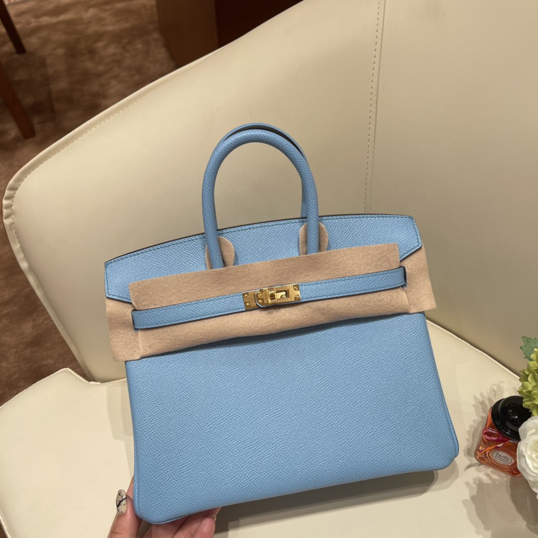 HERMES 爱马仕 Birkin 25  Epsom 皮 7N 糖果蓝 金扣