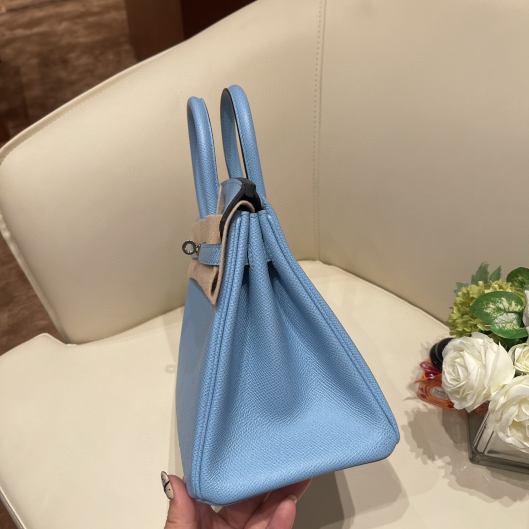 HERMES 爱马仕 Birkin 25  Epsom 皮 7N 糖果蓝 银扣