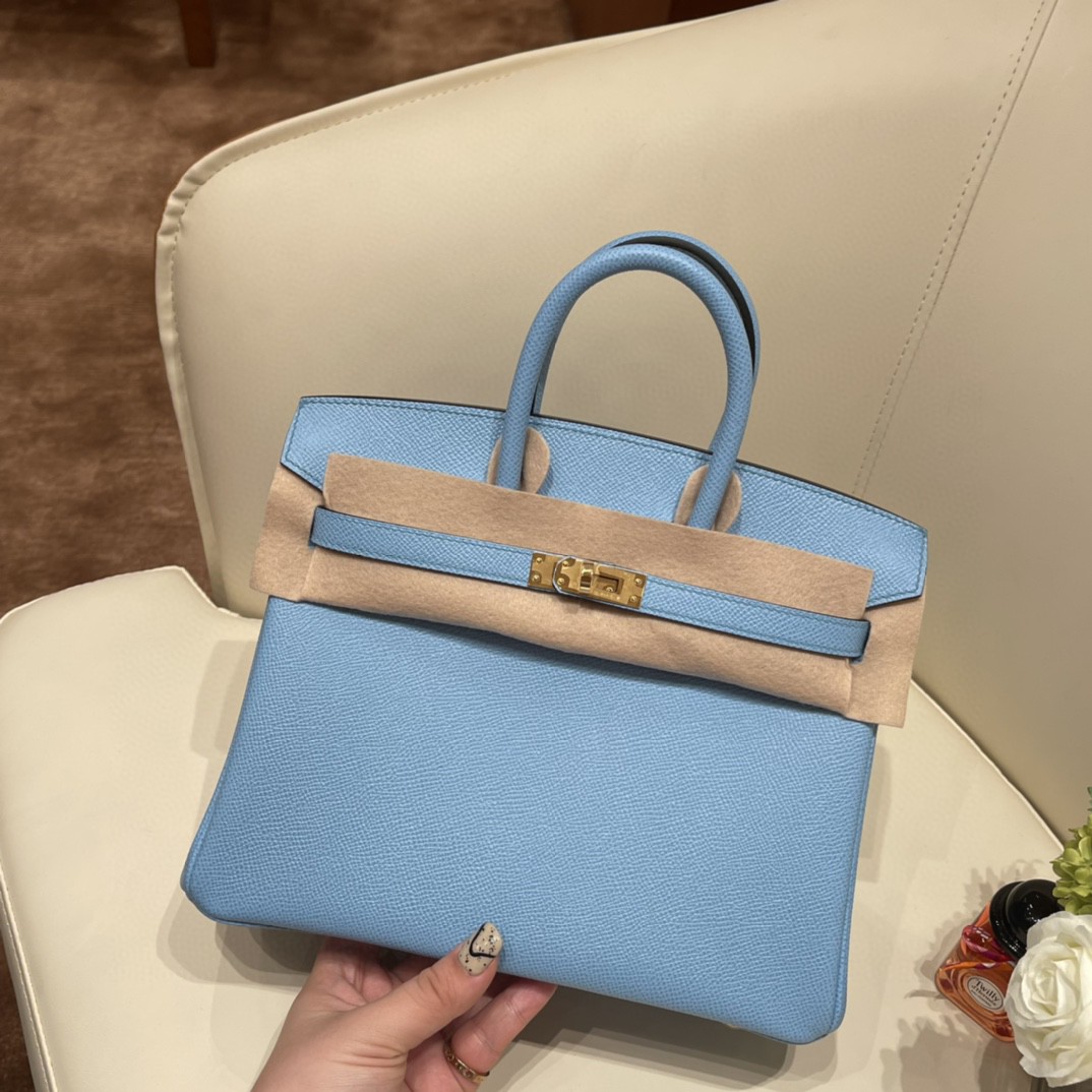 HERMES 爱马仕 Birkin 25  Epsom 皮 7N 糖果蓝 金扣