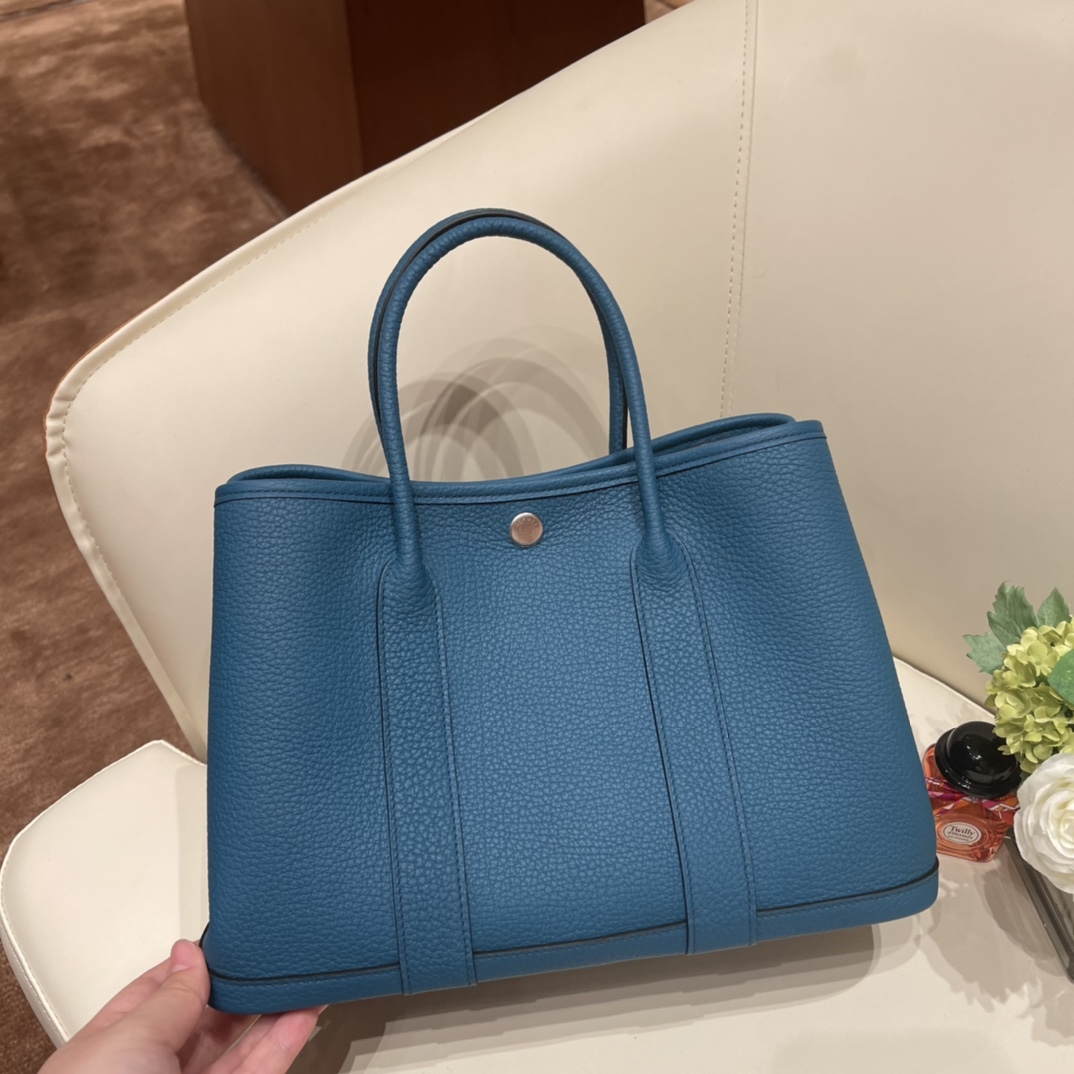 Hermes 爱马仕 Garden party /花园包 30 Negonda皮 耐用 容量可观 很适合通勤逛街又低调 7P 普鲁士蓝 银扣