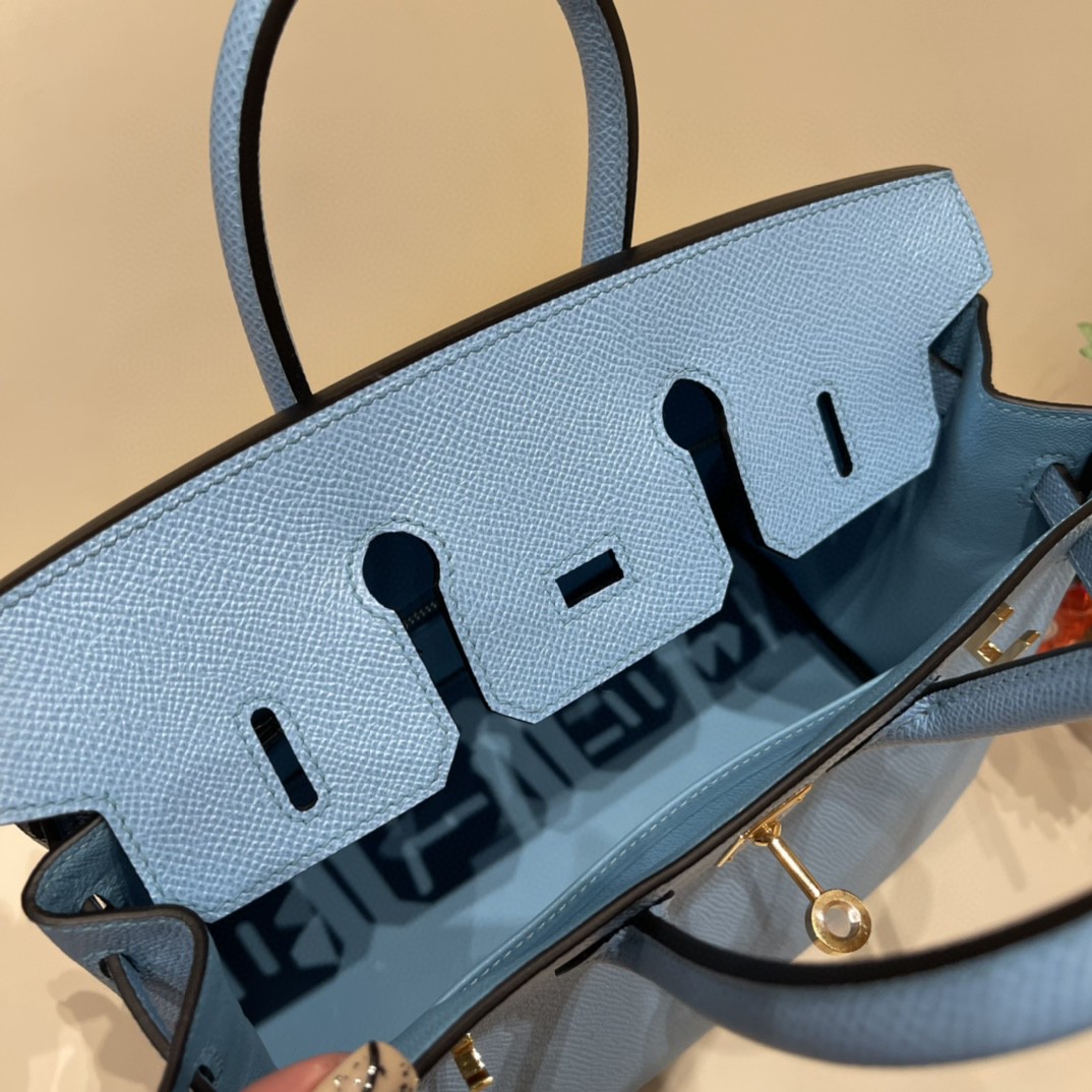HERMES 爱马仕 Birkin 25  Epsom 皮 7N 糖果蓝 金扣