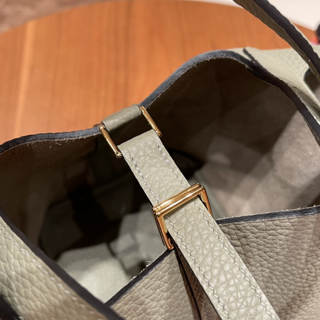 HERMES picotin 18cm 超级百搭的菜篮子 入门款实用款，容量大 超级推荐 Tc皮 Q1 鼠尾草绿 金扣