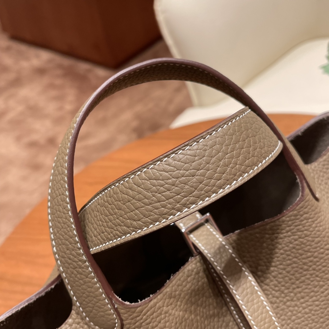 Hermes picotin 18cm 各种风格都能驾驭的了的菜篮子 clemence 皮 18 大象灰 银扣