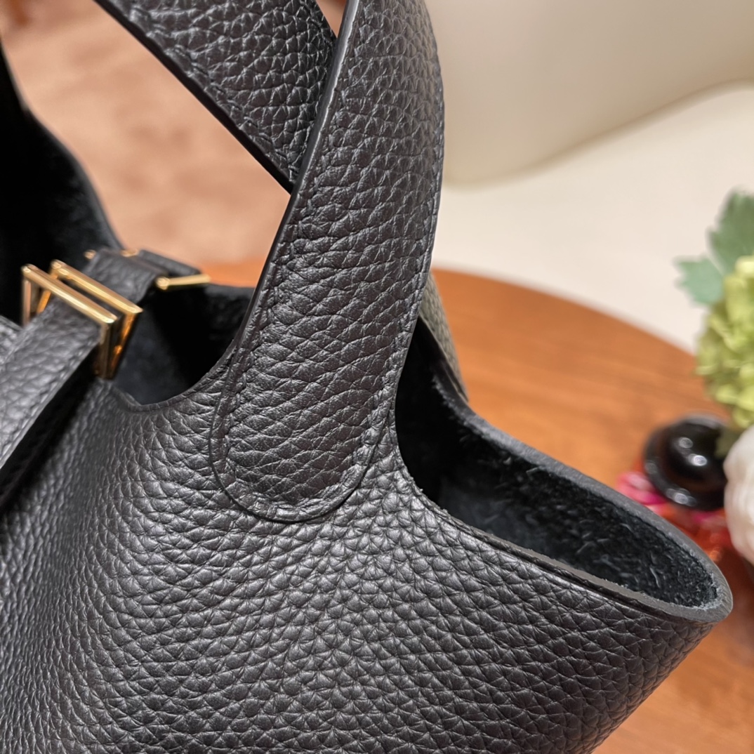 Hermes picotin 18cm 各种风格都能驾驭的了的菜篮子 clemence 皮 89 黑色 金扣
