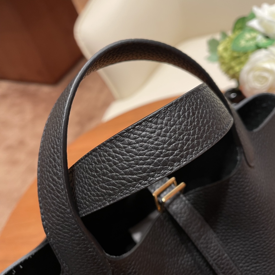 Hermes picotin 18cm 各种风格都能驾驭的了的菜篮子 clemence 皮 89 黑色 金扣