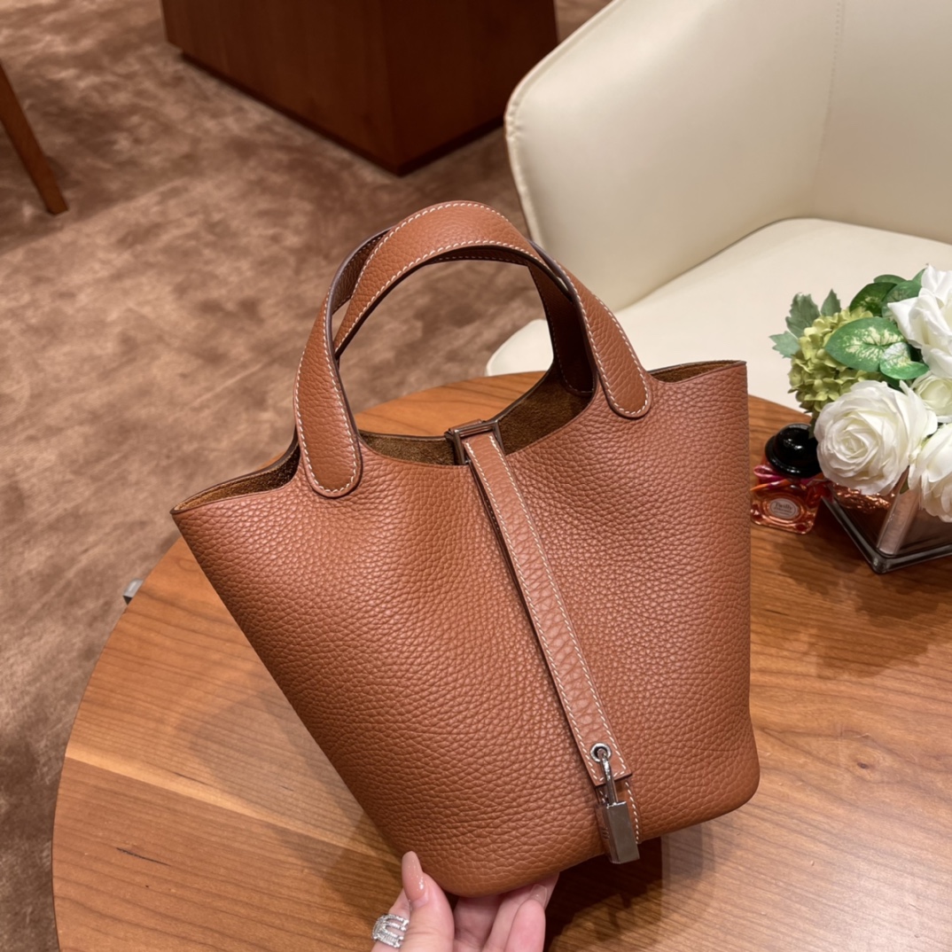 Hermes picotin 18cm 各种风格都能驾驭的了的菜篮子 clemence 皮 37 金棕 银扣