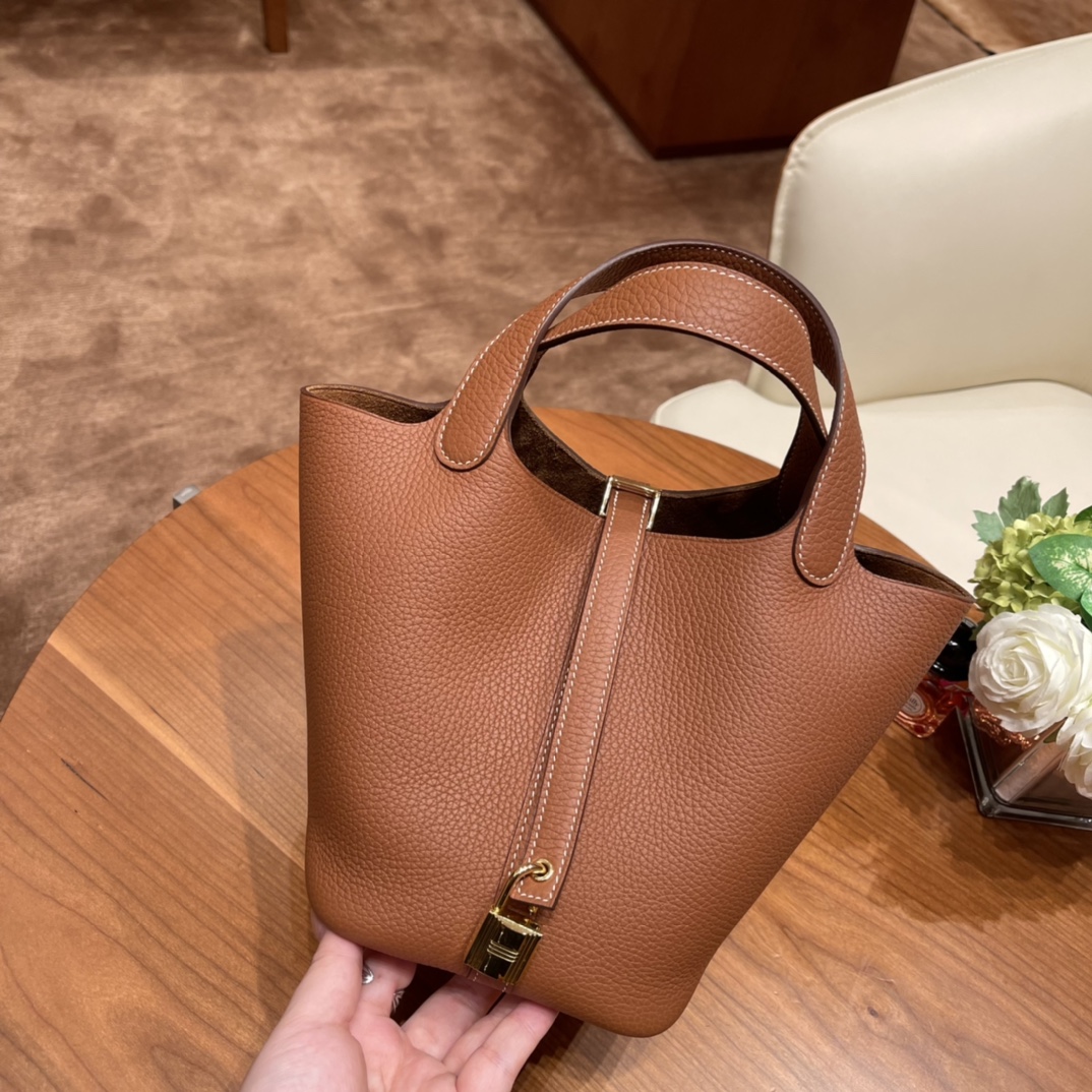 Hermes picotin 18cm 各种风格都能驾驭的了的菜篮子 clemence 皮  37 金棕 金扣