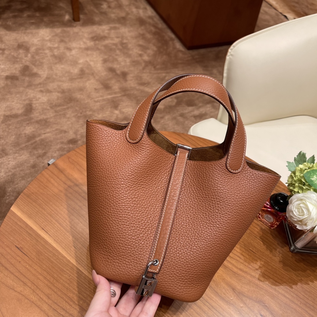 Hermes picotin 18cm 各种风格都能驾驭的了的菜篮子 clemence 皮 37 金棕 银扣