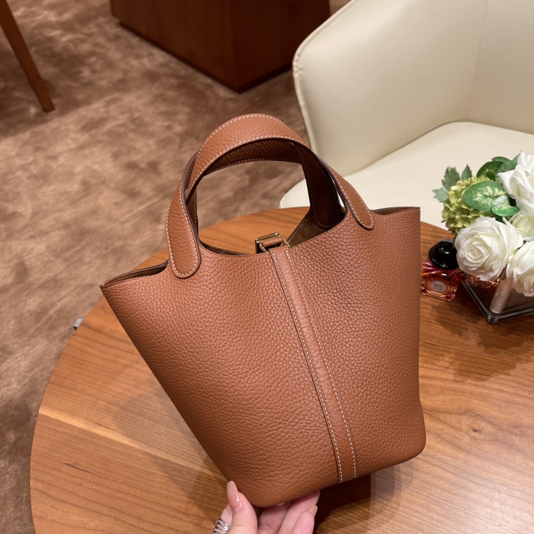 Hermes picotin 18cm 各种风格都能驾驭的了的菜篮子 clemence 皮  37 金棕 金扣