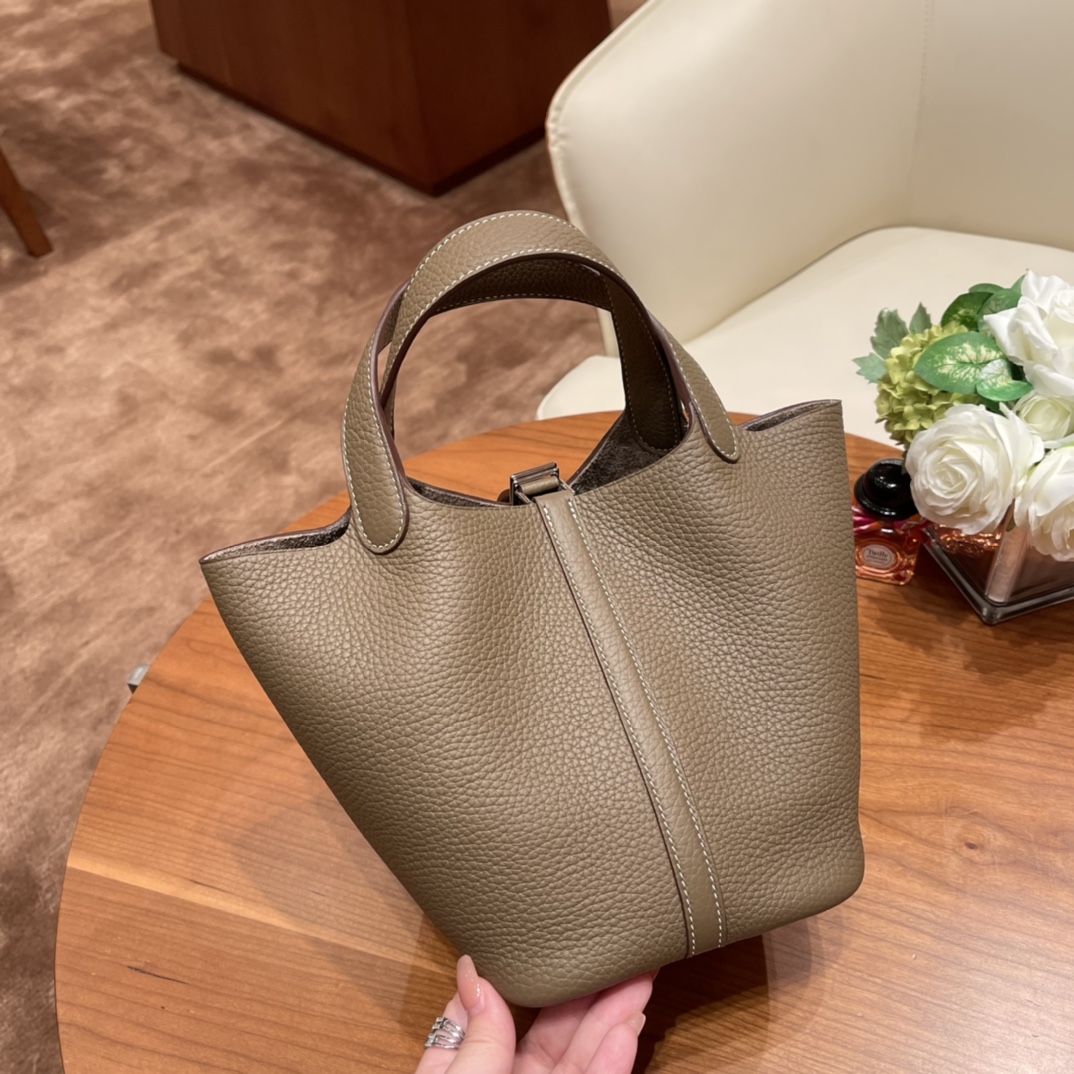 Hermes picotin 18cm 各种风格都能驾驭的了的菜篮子 clemence 皮 18 大象灰 银扣