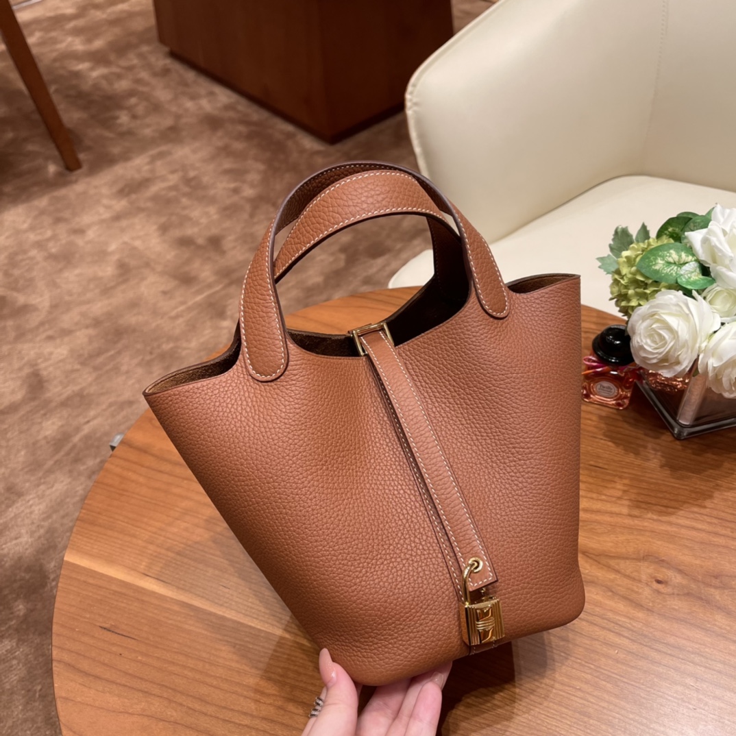 Hermes picotin 18cm 各种风格都能驾驭的了的菜篮子 clemence 皮  37 金棕 金扣