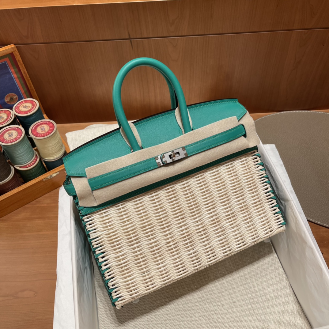 HERMES 爱马仕 Birkin Picnic 野餐包 限量版 夏天的快乐竟然是是竹子给的 Swift 6w 薄荷绿