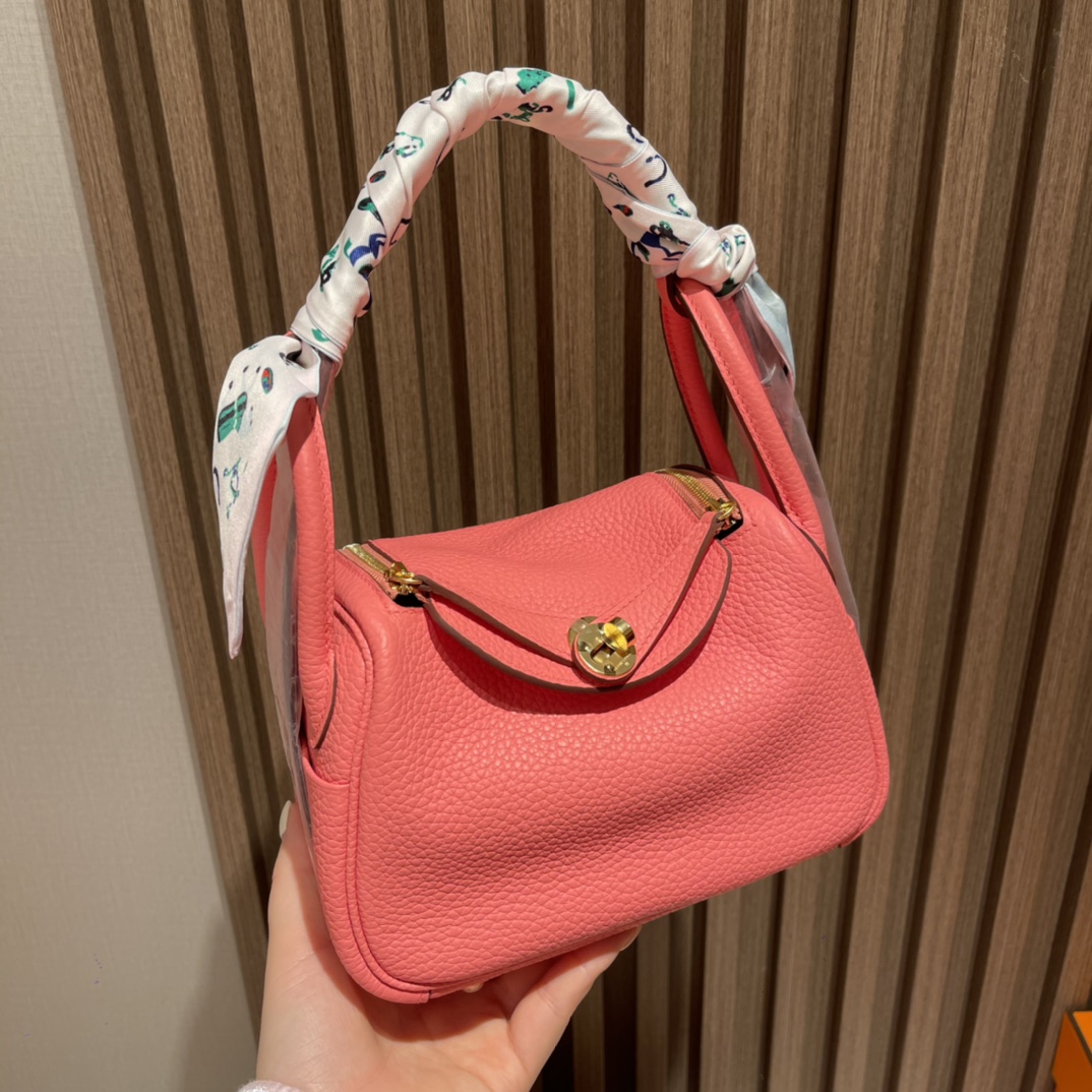 HERMES 爱马仕 【现货】 Mini Lindy Clemence皮 8W 唇膏粉Rose Azalee