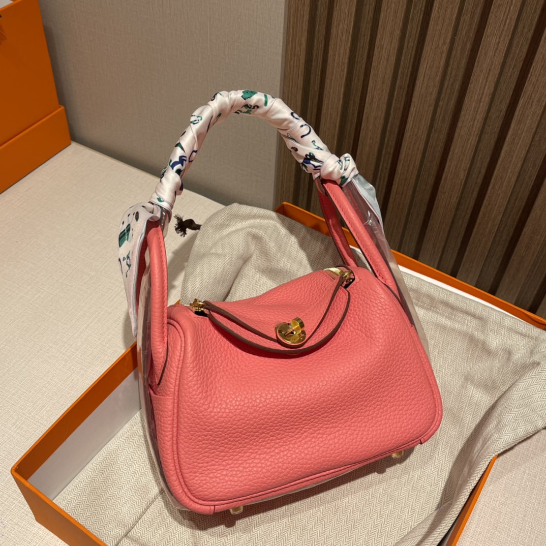 HERMES 爱马仕 【现货】 Mini Lindy Clemence皮 8W 唇膏粉Rose Azalee