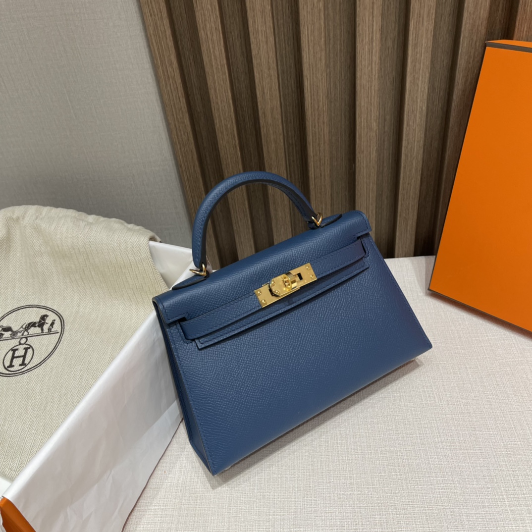 HERMES 爱马仕 Mini Kelly二代 Epsom皮 S4 深邃蓝Blue deep 蓝色就是心头好 耐看不过时