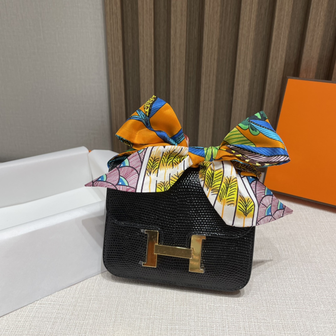 HERMES 爱马仕 Constance Slim 蜥蜴皮 89 黑色Noir 金扣 小黑金太厉害了 就透露出质感两个字 现货不用等
