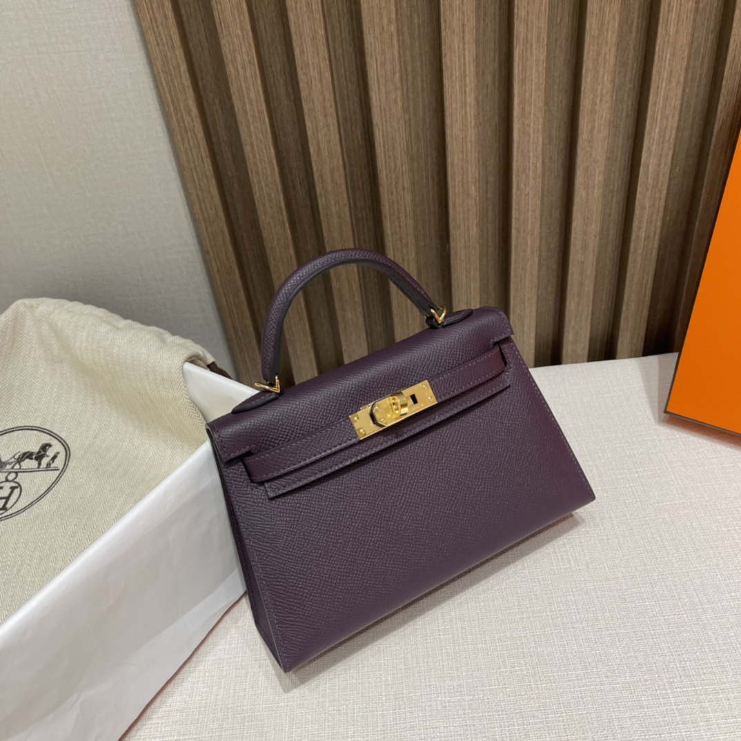 HERMES 爱马仕 Mini Kelly 二代 Epsom皮 mini届的扛把子 行情价很明朗 众人心中的白月光 59 葡萄紫Raisin