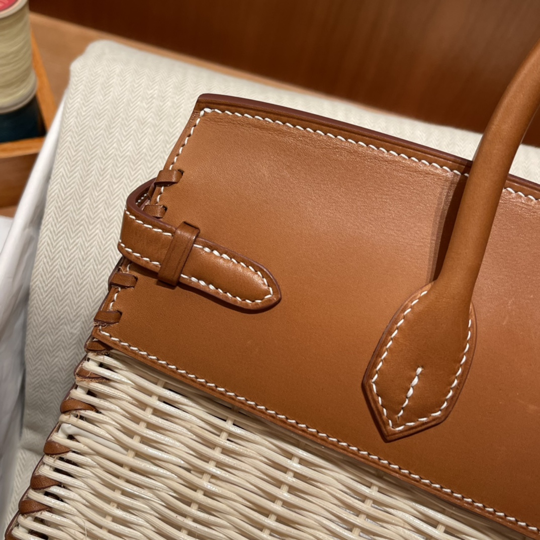 HERMES 爱马仕 Birkin Picnic 野餐包 限量版 夏天的快乐竟然是是竹子给的 Barenia马鞍皮 CK37 金棕色