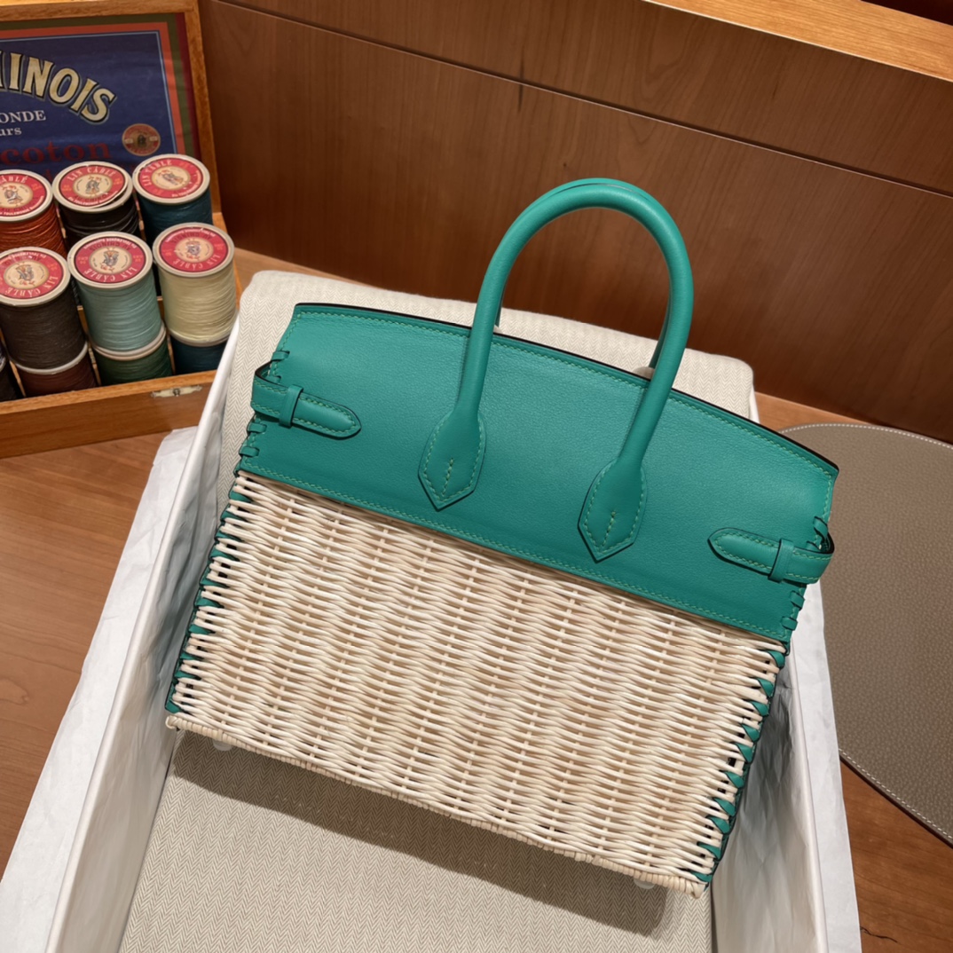 HERMES 爱马仕 Birkin Picnic 野餐包 限量版 夏天的快乐竟然是是竹子给的 Swift 6w 薄荷绿