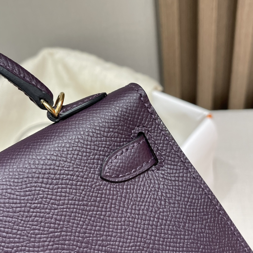 HERMES 爱马仕 Mini Kelly 二代 Epsom皮 mini届的扛把子 行情价很明朗 众人心中的白月光 59 葡萄紫Raisin