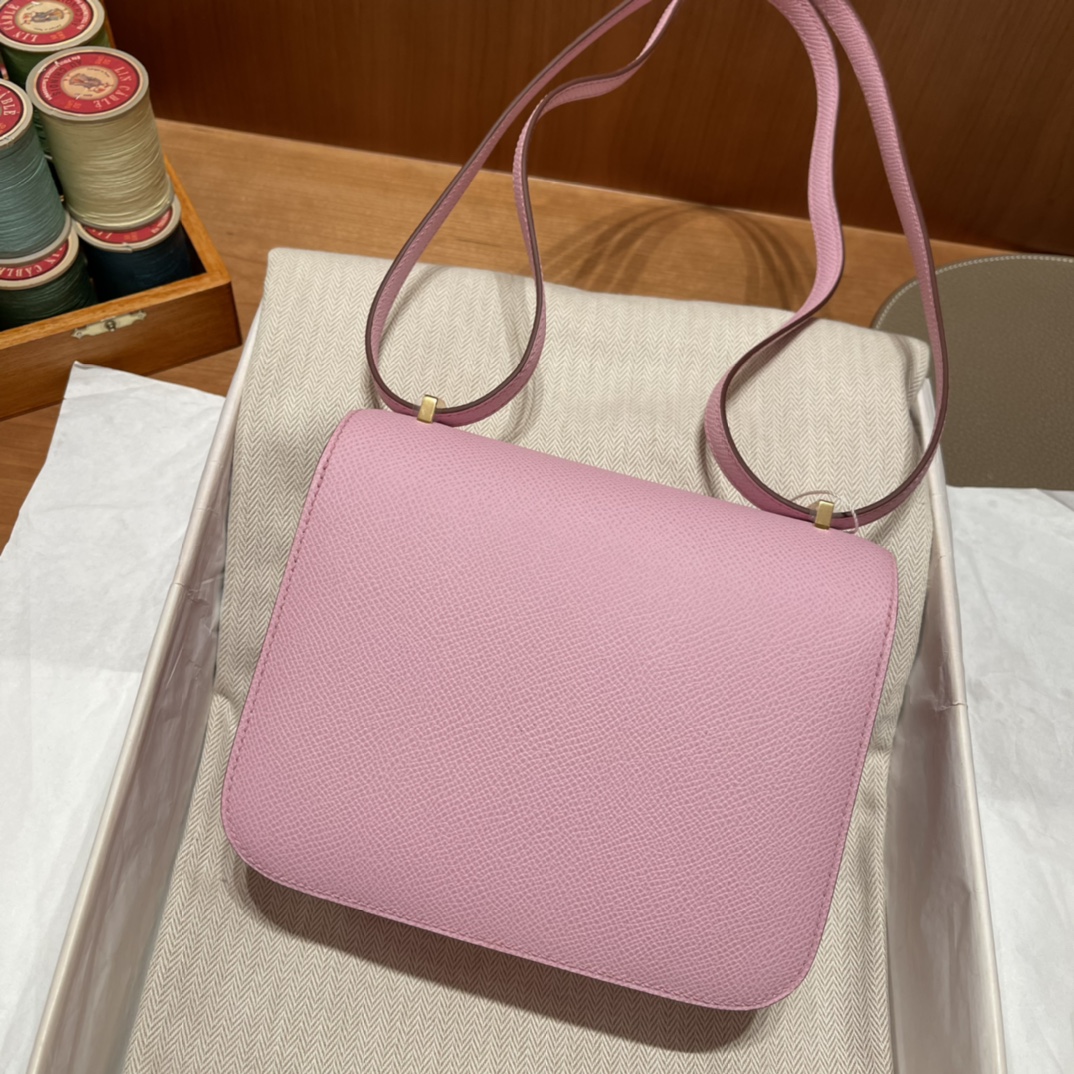 HERMES 爱马仕 Constance 18cm Epsom皮 X9 锦葵紫Mauve Sylvestre