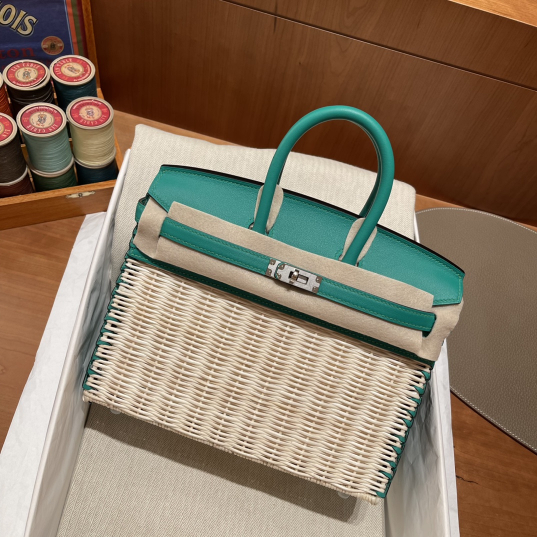 HERMES 爱马仕 Birkin Picnic 野餐包 限量版 夏天的快乐竟然是是竹子给的 Swift 6w 薄荷绿