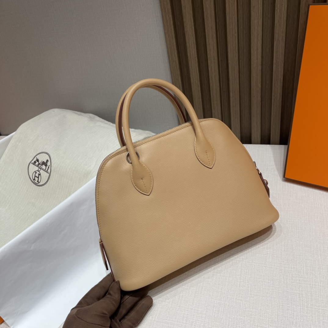 HERMES 爱马仕 Bolide 25cm Evercolor皮 0M 玛萨拉茶色Chai 温温柔柔的奶茶色