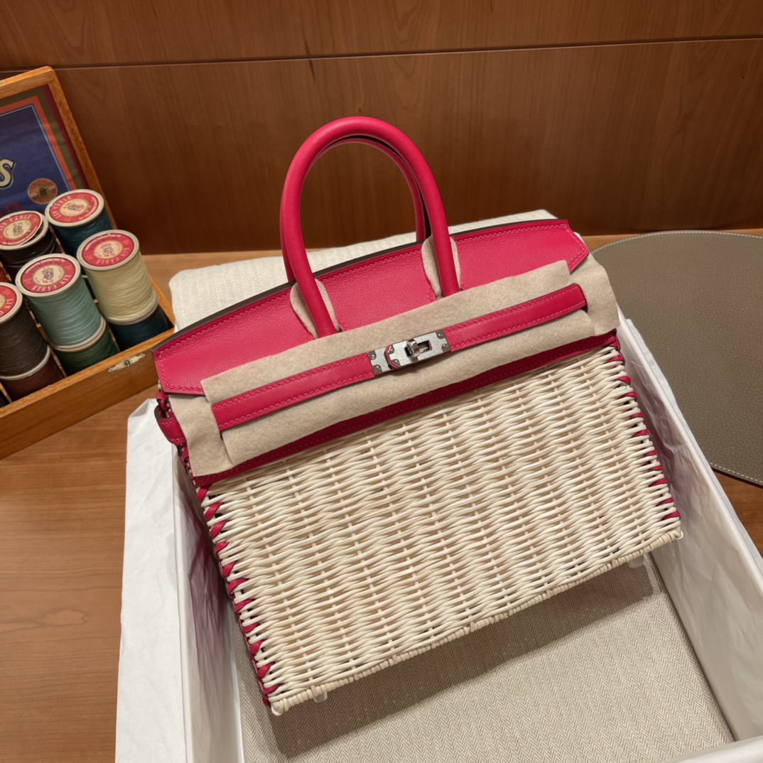 HERMES 爱马仕 Birkin Picnic 野餐包 限量版 夏天的快乐竟然是是竹子给的 Swift 90 覆盆子红