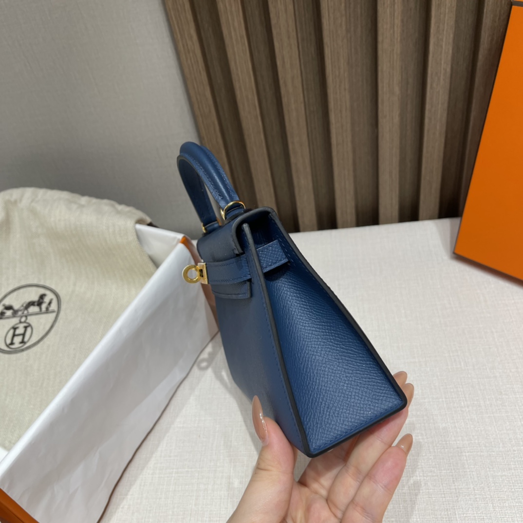 HERMES 爱马仕 Mini Kelly二代 Epsom皮 S4 深邃蓝Blue deep 蓝色就是心头好 耐看不过时