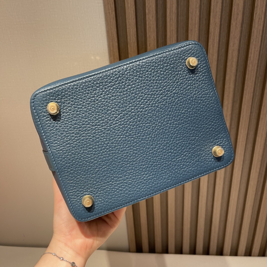 HERMES 爱马仕 Toolbox 20cm 小牛奶盒 Clemence/swift 1P 鸭子蓝