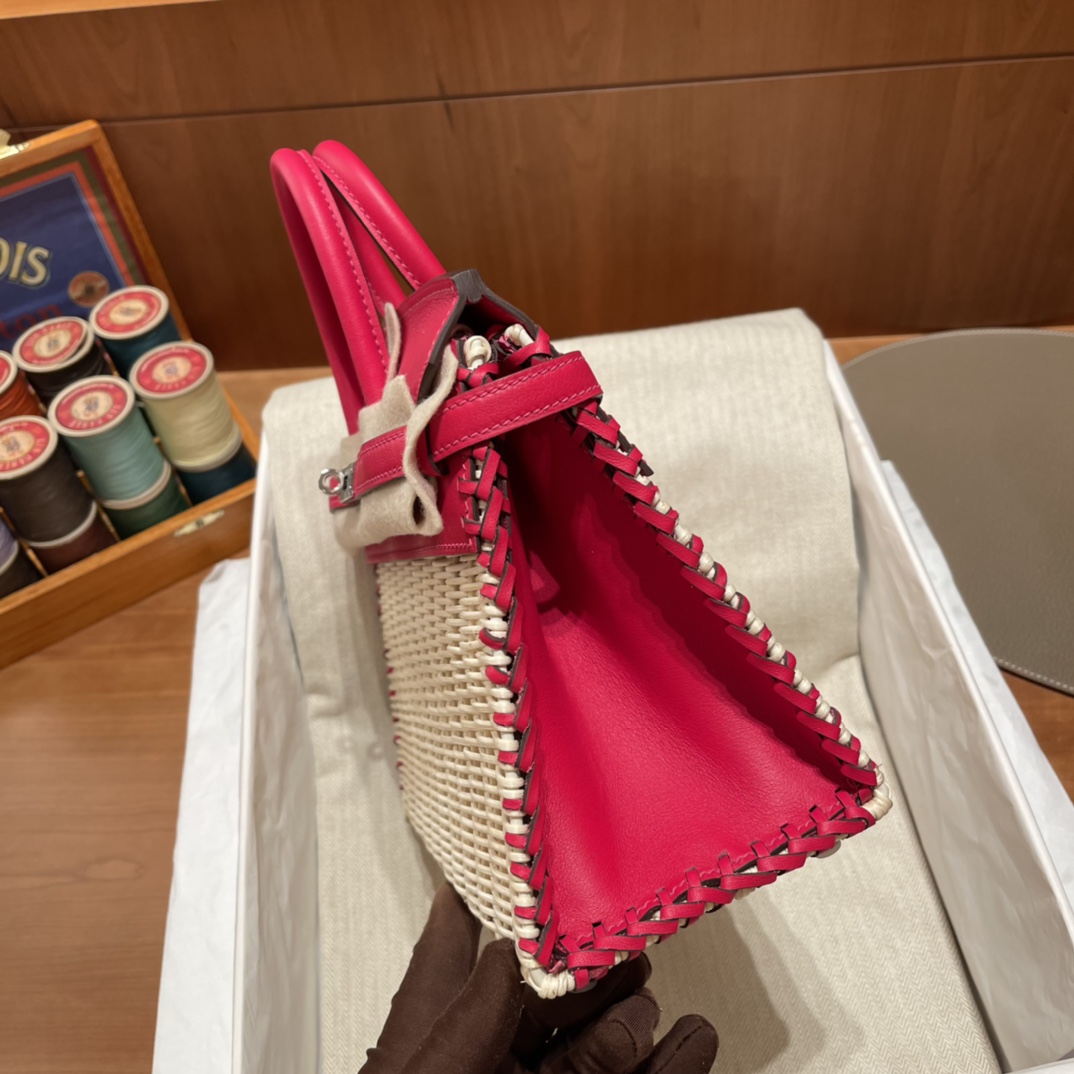 HERMES 爱马仕 Birkin Picnic 野餐包 限量版 夏天的快乐竟然是是竹子给的 Swift 90 覆盆子红