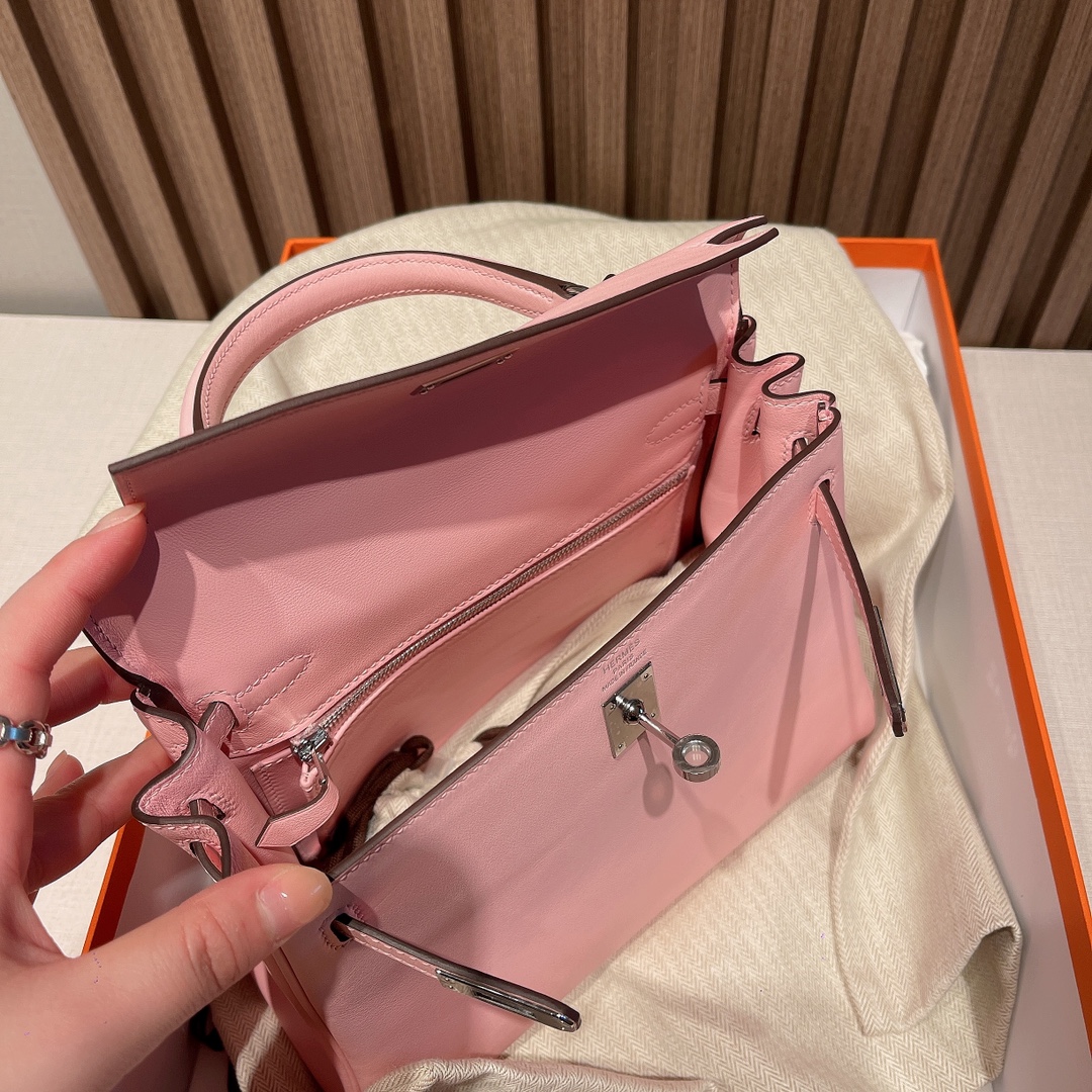 HERMES 爱马仕 Kelly 25cm swift皮 3Q粉 Rose Sakura 温柔之最 是多少人心中的白月光