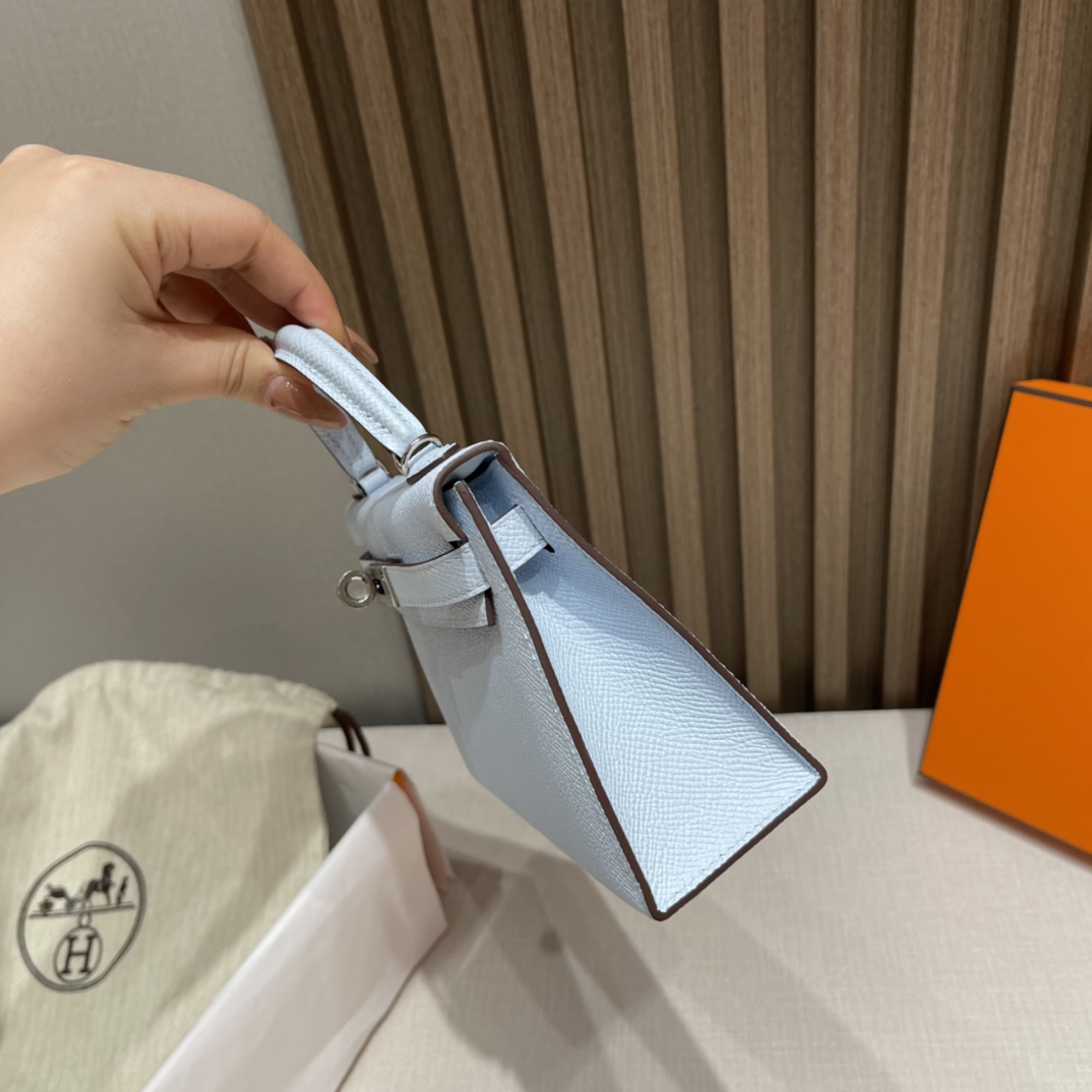 HERMES 爱马仕 Mini Kelly 二代 Epsom皮 mini届的扛把子 行情价很明朗 众人心中的白月光 T0 雾蓝色Blue Brume