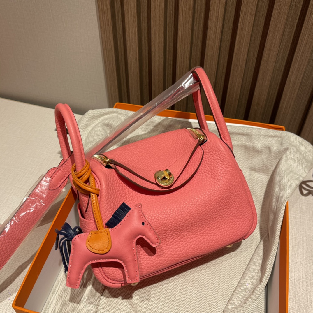 HERMES 爱马仕 【现货】 Mini Lindy Clemence皮 8W 唇膏粉Rose Azalee