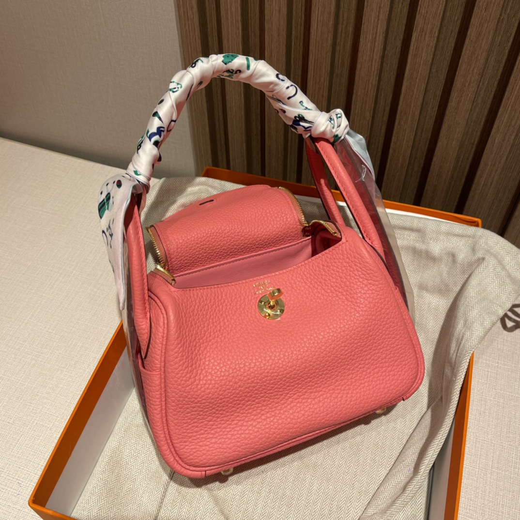 HERMES 爱马仕 【现货】 Mini Lindy Clemence皮 8W 唇膏粉Rose Azalee