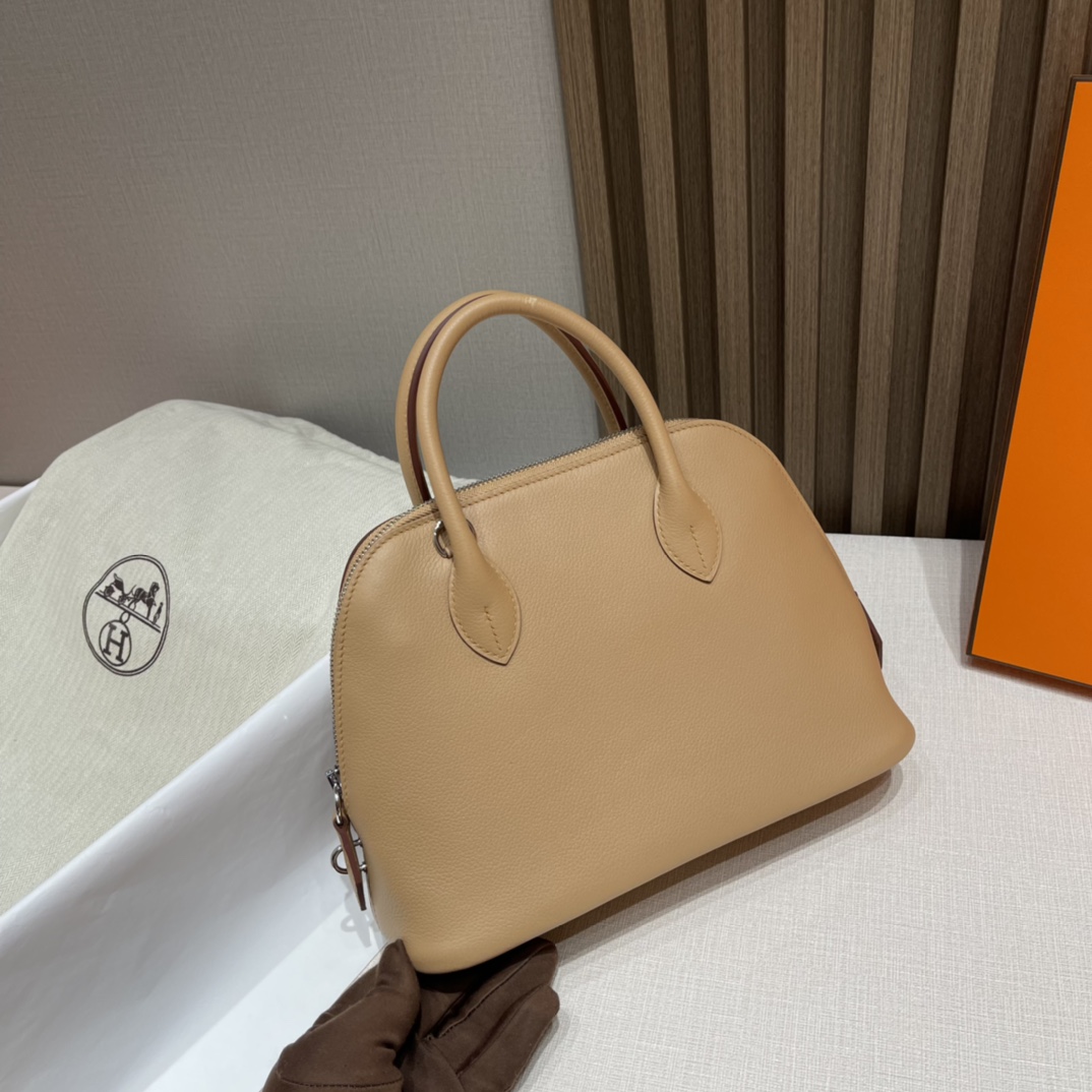HERMES 爱马仕 Bolide 25cm Evercolor皮 0M 玛萨拉茶色Chai 温温柔柔的奶茶色