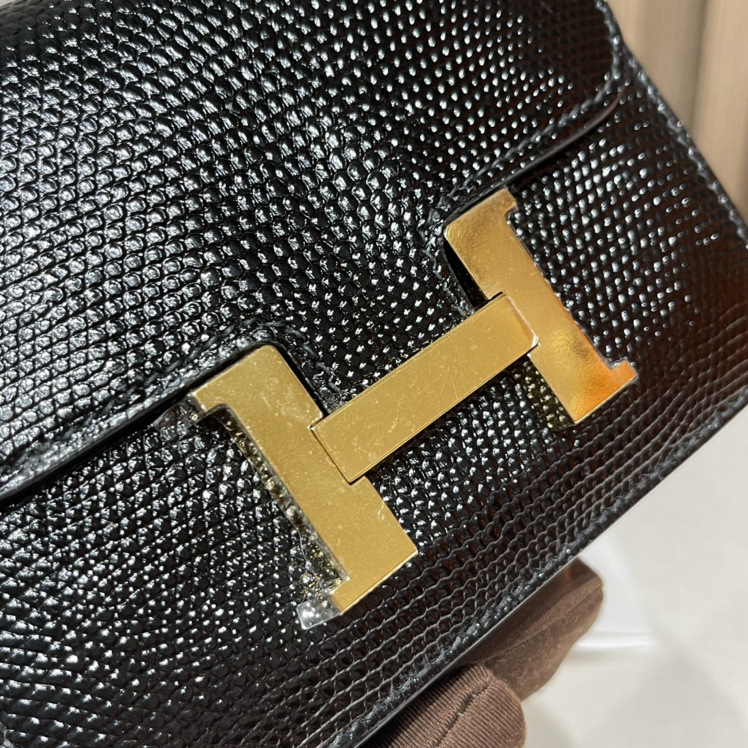 HERMES 爱马仕 Constance Slim 蜥蜴皮 89 黑色Noir 金扣 小黑金太厉害了 就透露出质感两个字 现货不用等