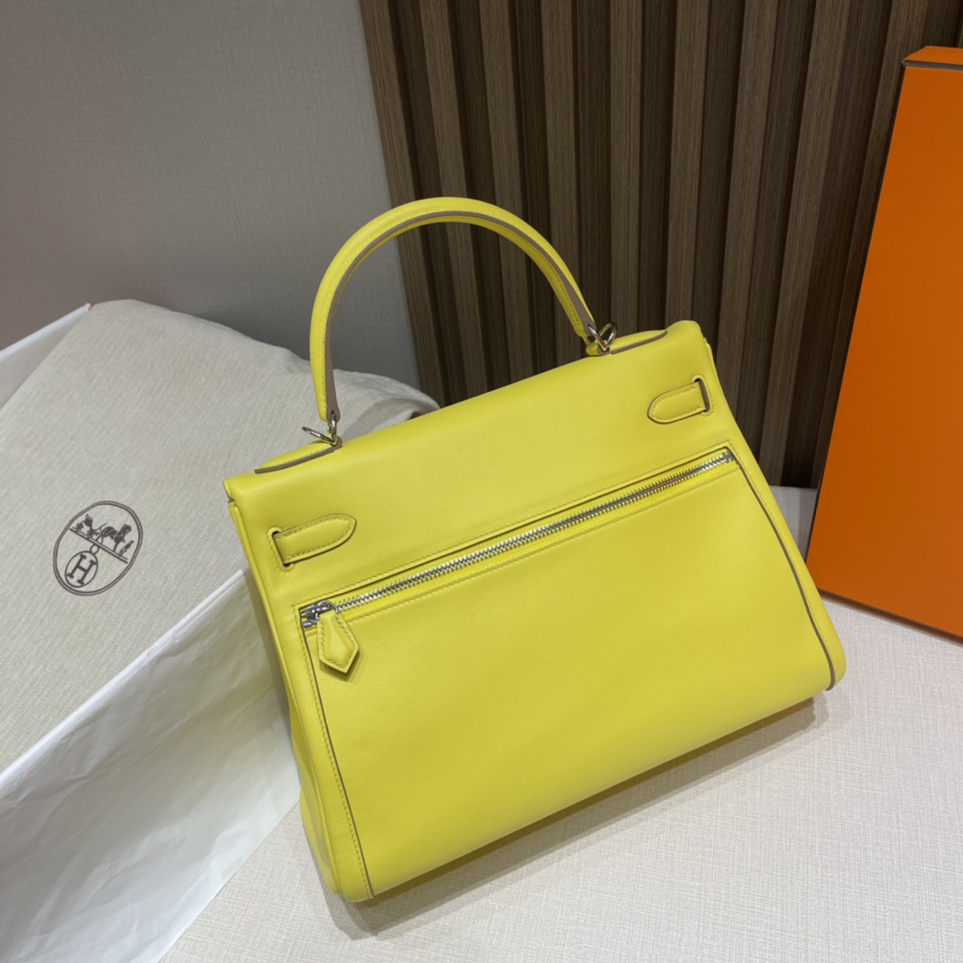HERMES 爱马仕 Kelly Lakis双拉包 swift皮 R9 柠檬黄Lime 懂它的人都对他爱不释手 酷帅有型