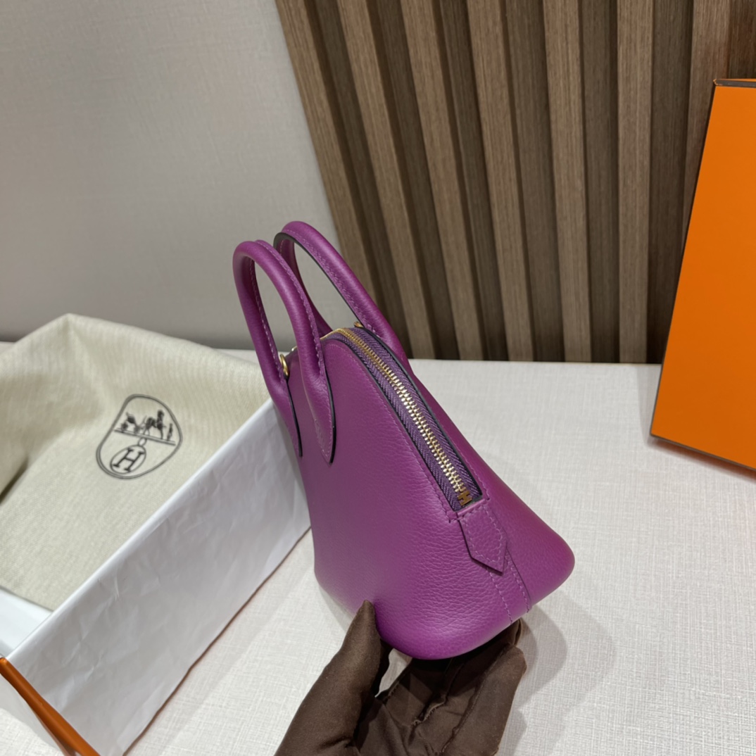 HERMES Bolide mini Evercolor皮 P9 海葵紫Anemone 可可爱爱 小个子也轻松驾驭