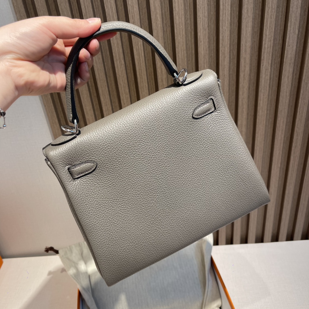 HERMES 爱马仕 Kelly 25cm Togo皮 8F 锡器灰Etain 内缝Retourne  冷清范儿