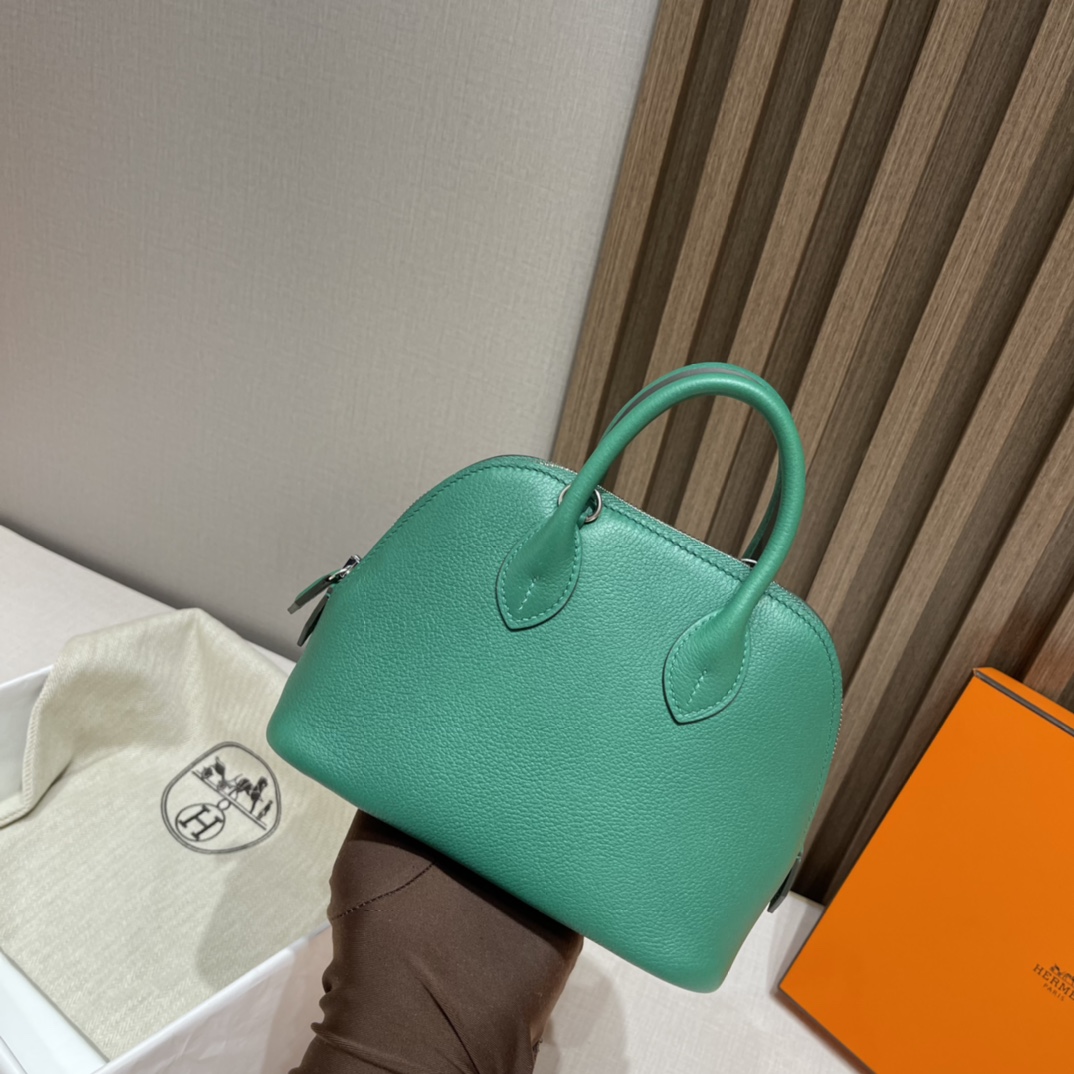 HERMES Bolide mini Evercolor皮 U4 丝绒绿Vert Vertigo 可可爱爱 小个子也轻松驾驭
