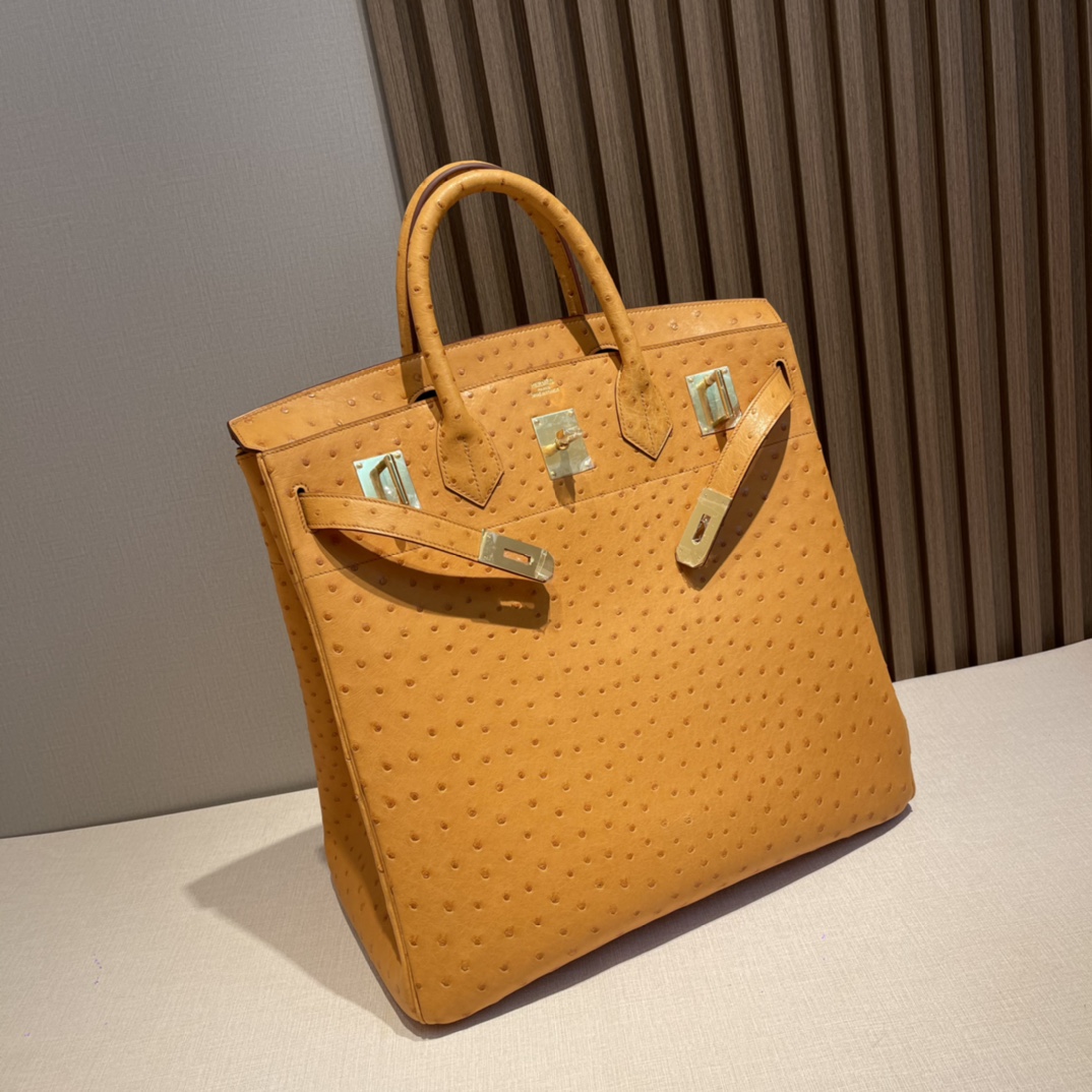 HERMES 爱马仕 超酷的HAC 40cm 鸵鸟自重可以接受 可以作为短途旅行袋 22 赛蜂皇 93 orange