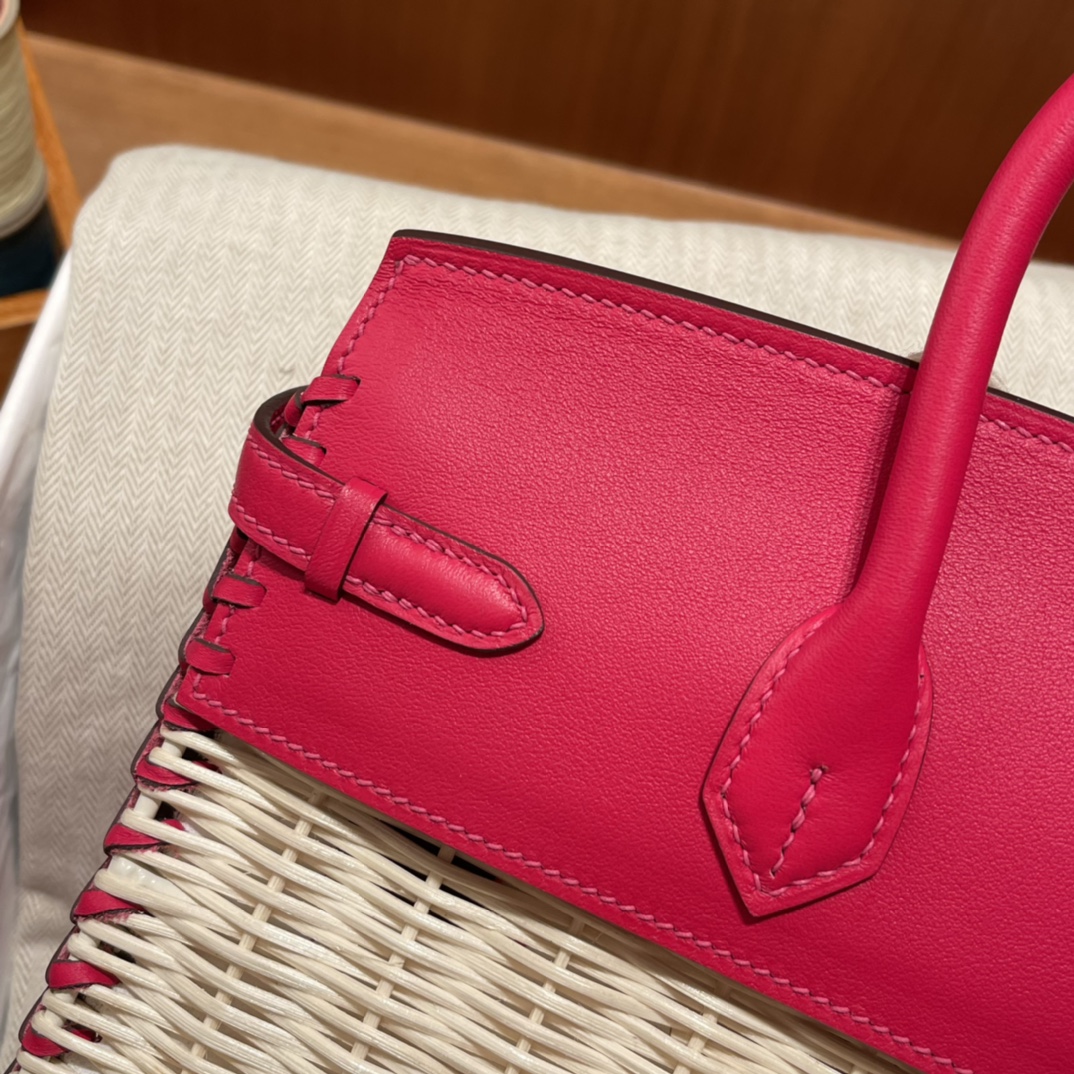 HERMES 爱马仕 Birkin Picnic 野餐包 限量版 夏天的快乐竟然是是竹子给的 Swift 90 覆盆子红