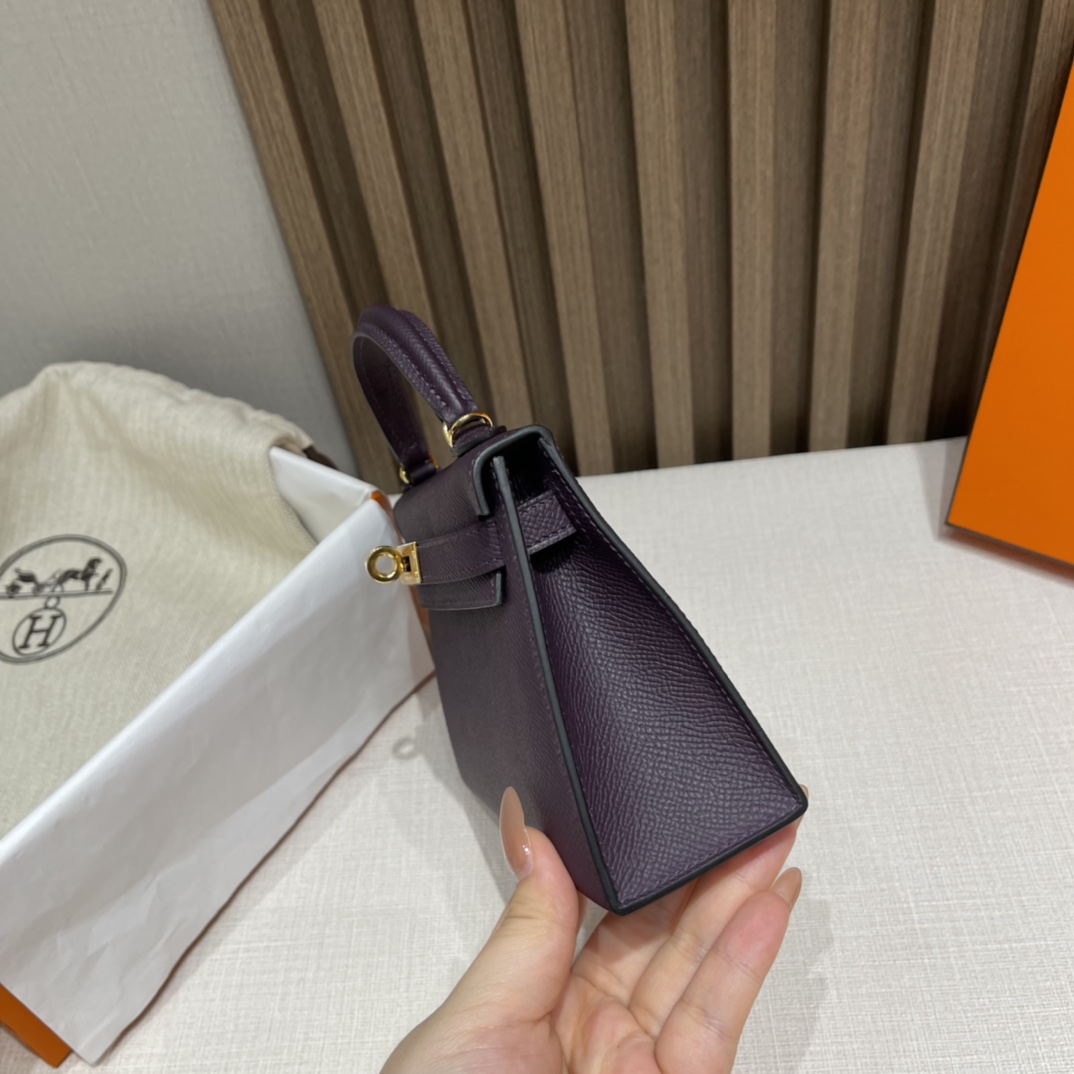 HERMES 爱马仕 Mini Kelly 二代 Epsom皮 mini届的扛把子 行情价很明朗 众人心中的白月光 59 葡萄紫Raisin