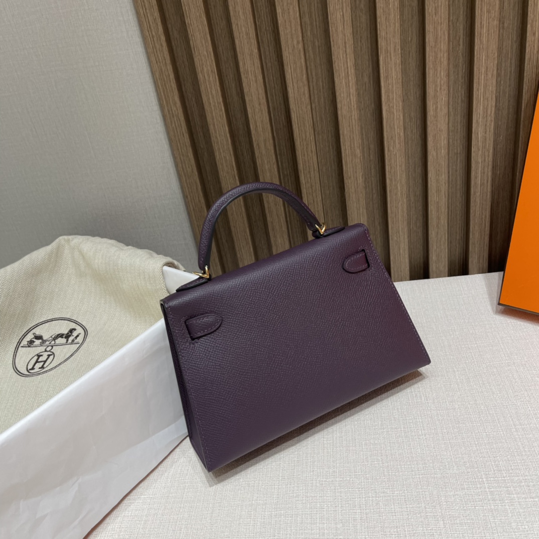 HERMES 爱马仕 Mini Kelly 二代 Epsom皮 mini届的扛把子 行情价很明朗 众人心中的白月光 59 葡萄紫Raisin