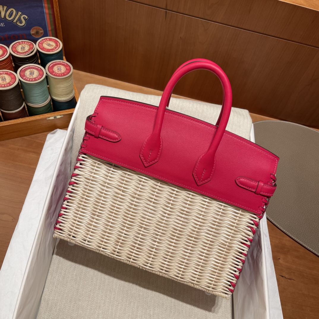 HERMES 爱马仕 Birkin Picnic 野餐包 限量版 夏天的快乐竟然是是竹子给的 Swift 90 覆盆子红
