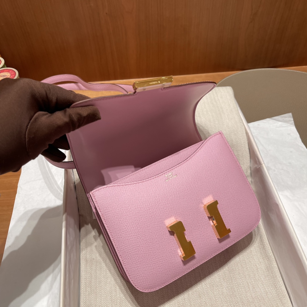 HERMES 爱马仕 Constance 18cm Epsom皮 X9 锦葵紫Mauve Sylvestre
