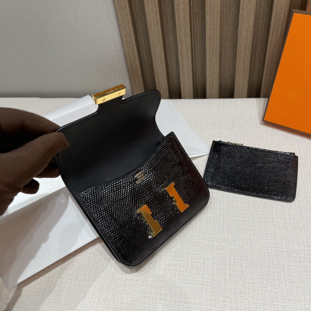 HERMES 爱马仕 Constance Slim 蜥蜴皮 89 黑色Noir 金扣 小黑金太厉害了 就透露出质感两个字 现货不用等