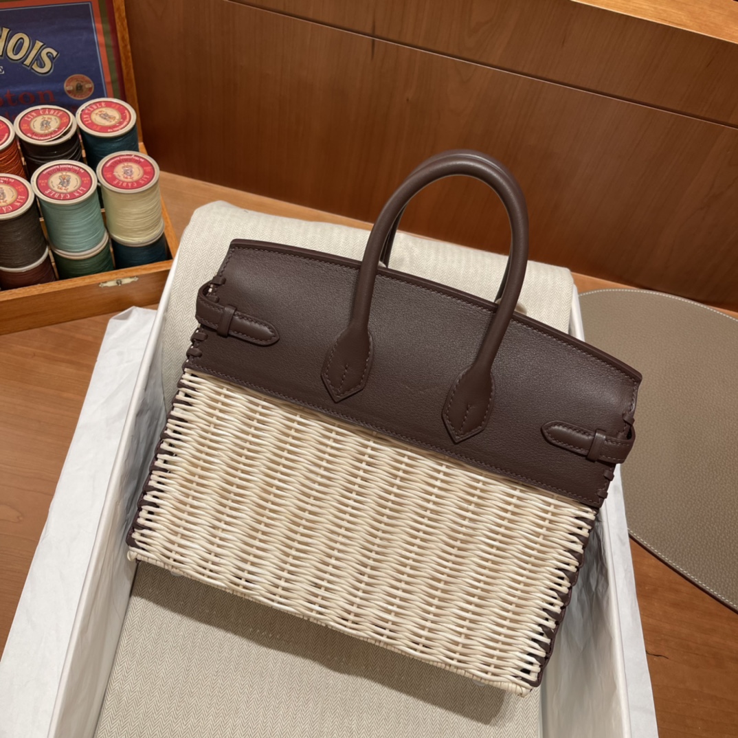 HERMES 爱马仕 Birkin Picnic 野餐包 限量版 夏天的快乐竟然是是竹子给的 Swift 0G 马鞍红